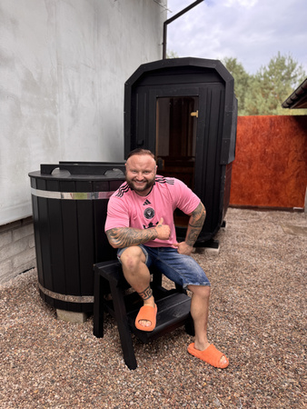 Sauna KOBA Kwadro MICRO + balia do schładzania / Strefa regeneracji SuperMario