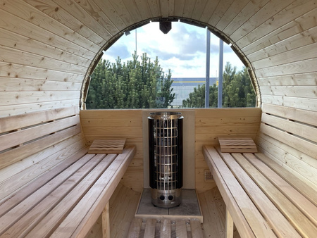 Sauna KOBA Beczka 2,5m - 1 pomieszczenie z tarasem dla 2-4 osób