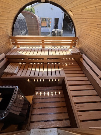 Sauna KOBA Beczka 3/4 || większa średnica|| 2 pomieszczenie z daszkiem