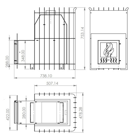 Piec do sauny Etna 18 | Długie palenisko | Załadunek zewnętrzny | 10–18 m³