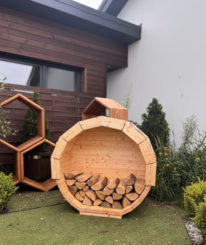 Drewutnia ogrodowa KOBA z drewna świerkowego - dodatek do sauny, kominków