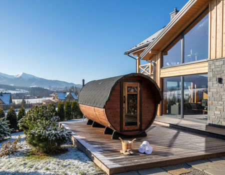 Sauna ogrodowa KOBA BECZKA 3,3 m z przedsionkiem – relaks dla 4–6 osób