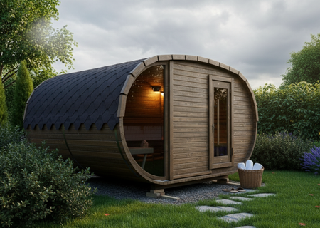 Duża Sauna KOBA Owalna 5m z przedsionkiem