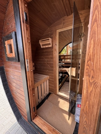 Sauna KOBA Beczka 3/4 || większa średnica|| 2 pomieszczenie z daszkiem