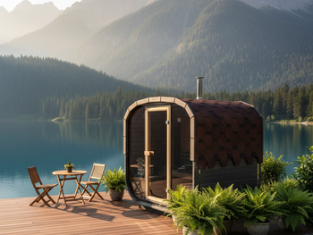 Sauna ogrodowa KOBA KWADRO 1,5 m GLASSLINE – kompaktowa, panoramiczna i stylowa