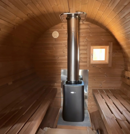 Sauna KOBA Beczka 3,3m - 2 pomieszczenie z daszkiem