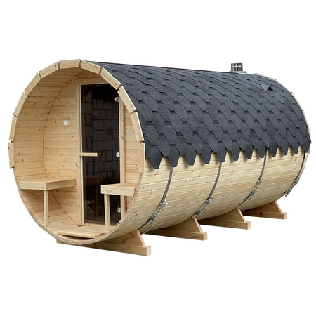 Sauna KOBA Beczka 4m - 2 pomieszczenia z tarasem
