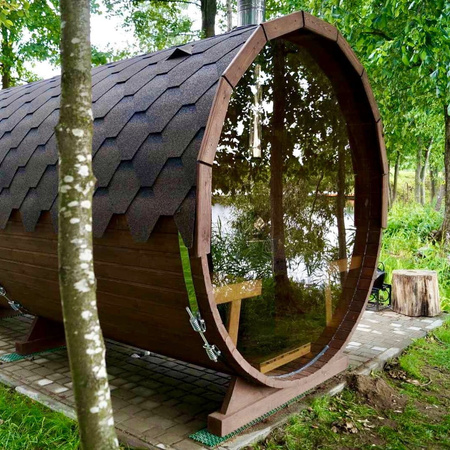 Sauna KOBA Beczka 4m - 2 pomieszczenia z tarasem