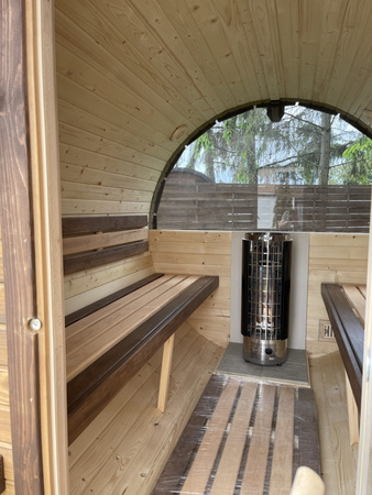 Sauna KOBA Beczka 3,3m - 2 pomieszczenie z daszkiem