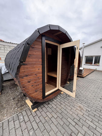 Sauna ogrodowa KOBA BECZKA 3/4 z przedsionkiem – relaks dla 4–6 osób