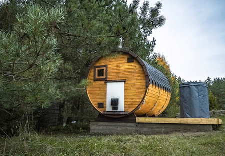 Sauna KOBA Beczka 4m - 2 pomieszczenia z tarasem