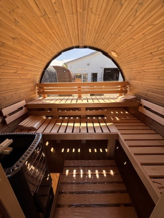 Sauna KOBA Beczka 3/4 || większa średnica|| 2 pomieszczenie z daszkiem
