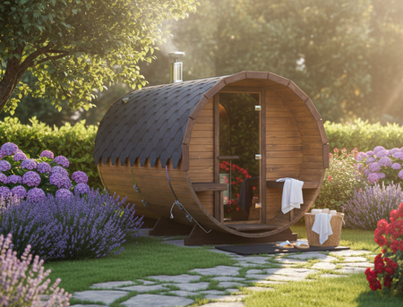 Sauna KOBA Beczka 3m - 1 pomieszczenie z tarasem