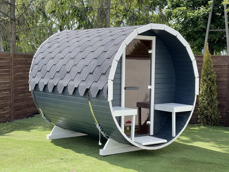 Sauna KOBA Beczka 2,5m - 1 pomieszczenie z tarasem dla 2-4 osób