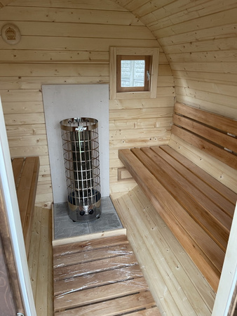 Sauna KOBA Beczka 2,5m - 1 pomieszczenie z tarasem dla 2-4 osób