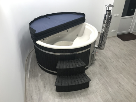 Balia ogrodowa DELUXE  z wkładem z włókna szklanego piec zintegrowany VERTA na drewno