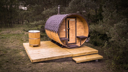 Sauna KOBA Beczka 3m - 1 pomieszczenie z tarasem