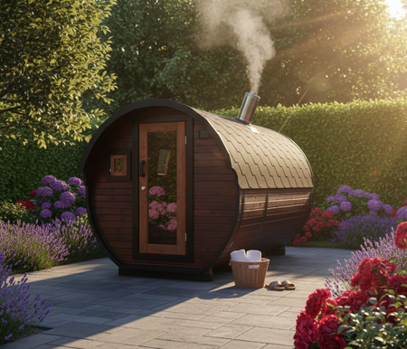 Sauna KOBA Beczka 3/4 || większa średnica|| 2 pomieszczenie z daszkiem