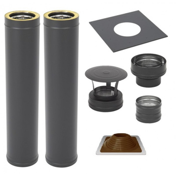 Zestaw kominowy CZARNY ocieplony D115/195 mm – 2 mb | Komin do sauny i balii z izolacją wermikulitową