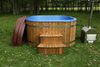 Jakuzzi ogrodowe kwadratowe 200x200 z piecem zewnętrznym na drewno WKŁAD AKRYLOWY