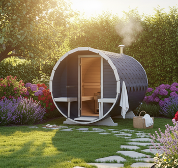 Sauna KOBA Beczka 2,5m - 1 pomieszczenie z tarasem dla 2-4 osób