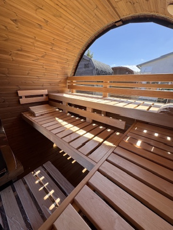 Sauna KOBA Beczka 3/4 || większa średnica|| 2 pomieszczenie z daszkiem