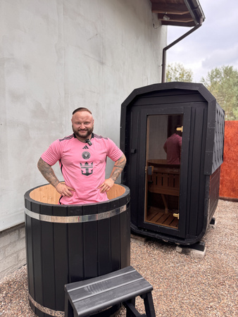 Sauna KOBA Kwadro MICRO + balia do schładzania / Strefa regeneracji SuperMario