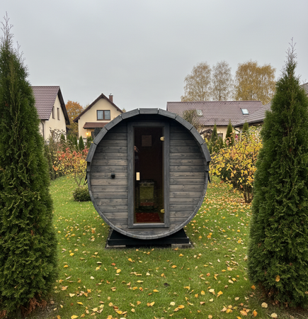 Sauna KOBA Beczka 2,5m - 1 pomieszczenie z tarasem dla 2-4 osób