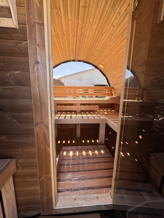 Sauna KOBA Beczka 3/4 || większa średnica|| 2 pomieszczenie z daszkiem
