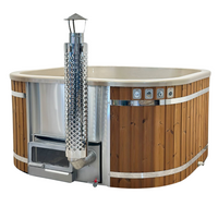 Jakuzzi ogrodowe kwadratowe 200x200 z piecem na drewno HORIZON wkład akrylowy