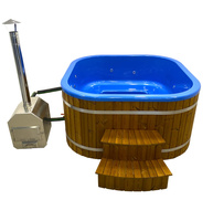 Jakuzzi ogrodowe kwadratowe 200x200 z piecem zewnętrznym na drewno WKŁAD AKRYLOWY