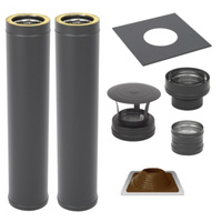 Zestaw kominowy CZARNY ocieplony D115/195 mm – 2 mb | Komin do sauny i balii z izolacją wermikulitową